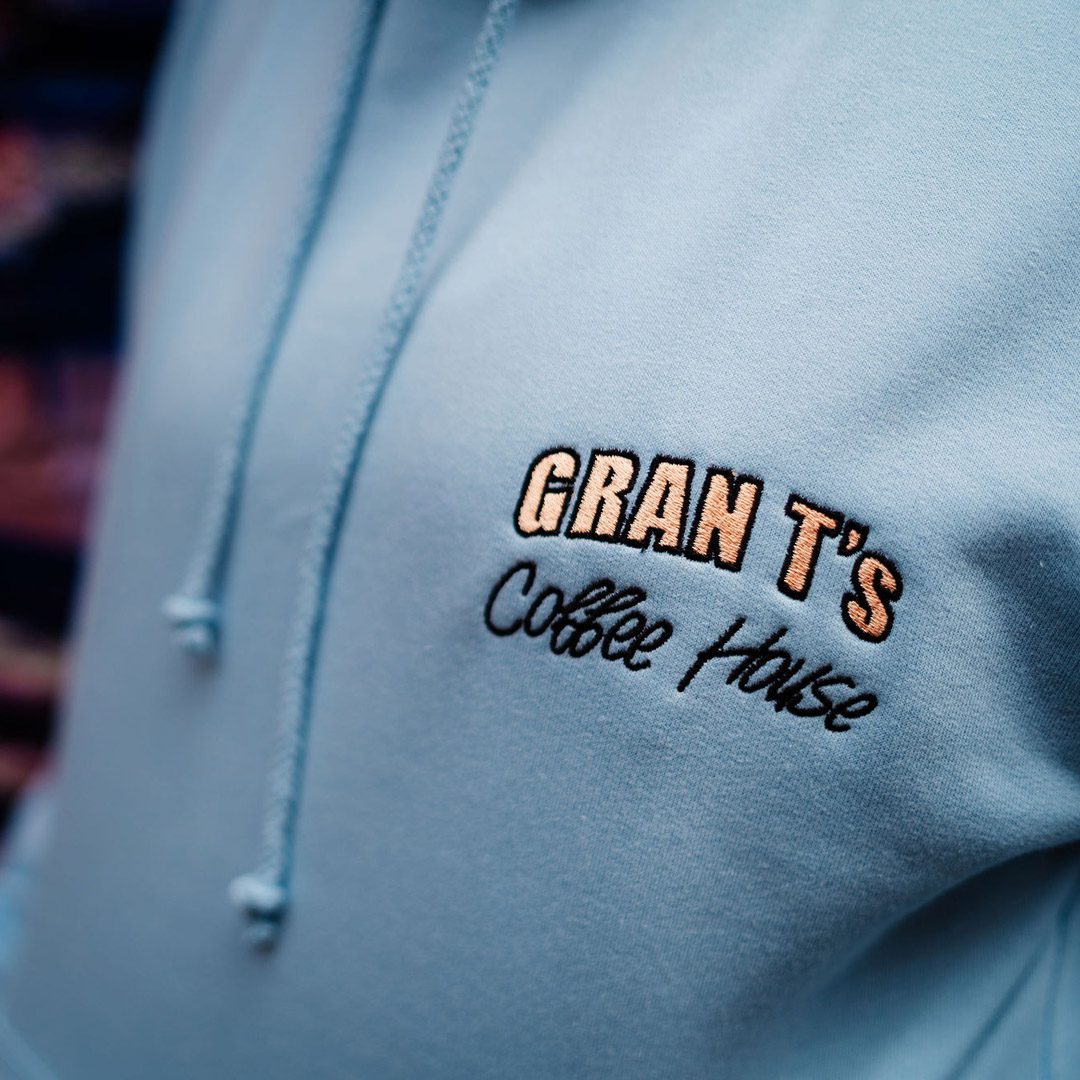 Classic Baby Blue Hoodie | Gran T's Coffee House